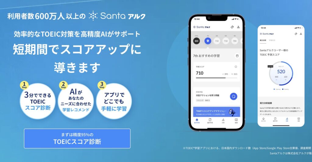 Santa：TOEICのスコアアップを目指すAI学習アプリ